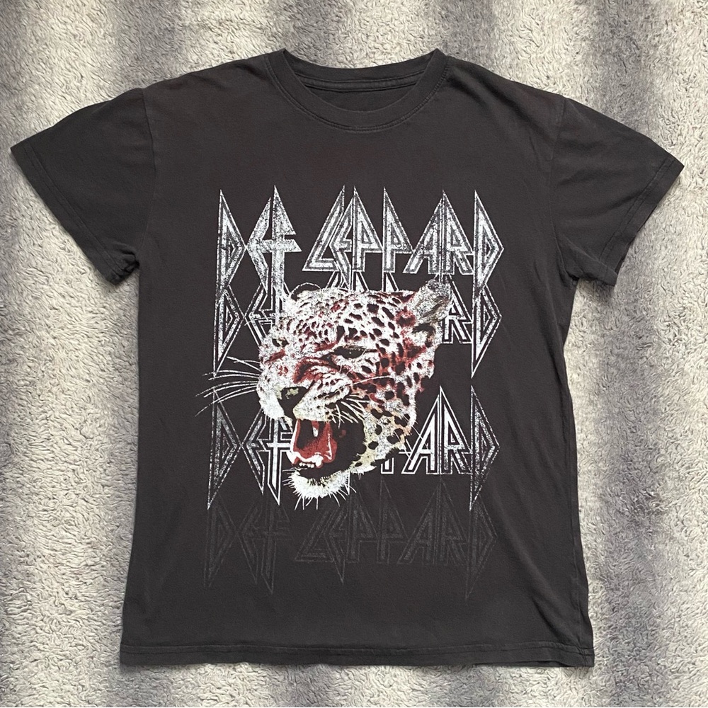 Def Leppard Classic Tee Shirt Mens Medium Black White Leppard Head Rock Band